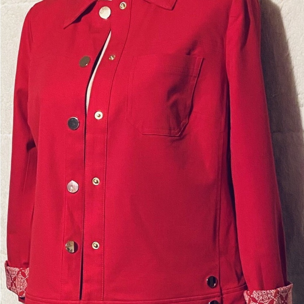 Chico's Pink Snap-Front Jean Jacket